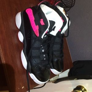 Pink and black Jordan’s